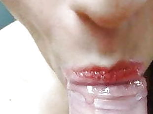 Close up blowjob, wife does not swallow