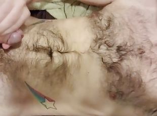 Hairy Otter with star tattoos blasts a huge load cumshotoad or cum all the way to his face