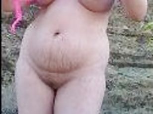 gros-nichons, masturbation, public, chatte-pussy, femme, amateur, milf, maman, bikini