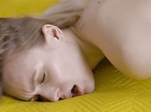 Solo petite blonde Mencia Francis is masturbating at home,in 4K.