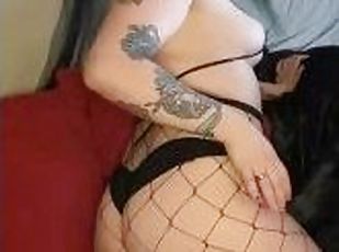 Goth booty twerking in fishnets