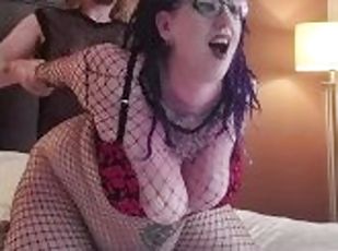 BBW fucked hard wearing fishnet bodystocking. Watch me bounce