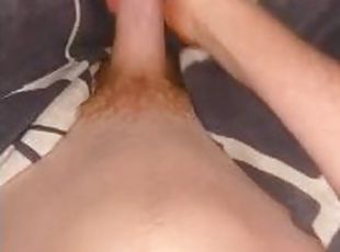 Stroking long ginger dick