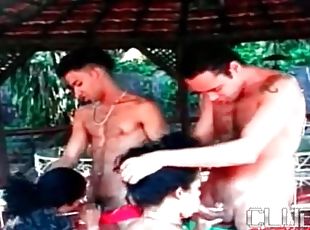 Dicks sucked by guys and girls in outdoor scene