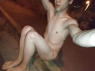 Naked piss shower on the street
