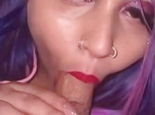 Horny Latina Shows New Nipple Rings and Smokes Cigar