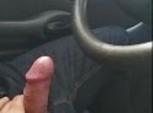 in the car as we go to fetch his wife he shyly cums