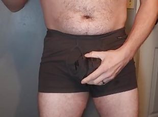 Desperate morning pee in underwear