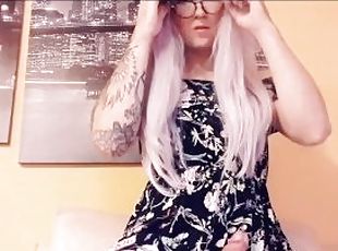 cute Hannah Marie jerking off in a Dress