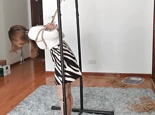 Chinese Bondage - Cute Girl Tied And Ticked