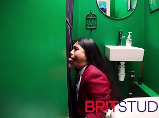 British 18 Year Old Schoolgirl Gives An Amazing Blowjob And Swallows A Massive Load Of Cum At The Gloryhole