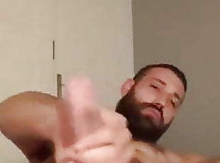 Bearded guy play with u dick 