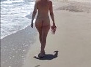 nudist, javno, amaterski, kompilacija, par, plaža, blond, fleširanje