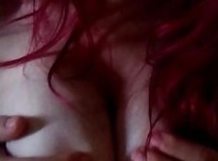 Redhead's Big *MILK LEAKING TITS*  stroke cock POV