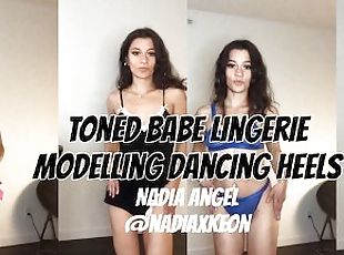 Toned Babe Nadia Angel Lingerie Modelling Dancing Heels