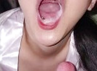 asiatisk, amatør, blowjob, cumshot, tenåring, par, svelging, cum, kineser, koreansk