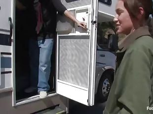 Trailer living hottie fucks machines