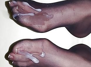Cum on nylon feet and french toenails #13
