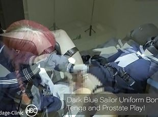 ???????????????????? Dark Blue Sailor Uniform Bondage Chair Tenga and Prostate Play!