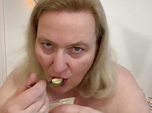 Cum on Cheesecake after sex and Blow Job