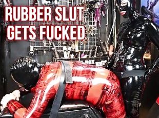 Rubber Slut Gets Fucked - Lady Bellatrix pegging latex slave with strap-on teaser