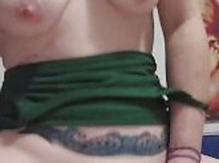 Green Hair Wifey Rides Big Dildo with Tight Pierced Pussy & Vibrator POV - Fuck, I'm Gonna Cum