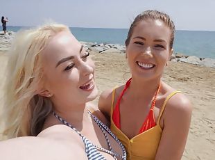Lisi Kitty and Mary Rock fucking on the beach
