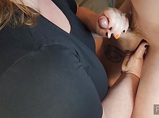 Cfnm Handjob With Huge Cumshot On Bbw Tits