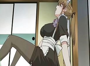 Anime maid masturbating in fantasy