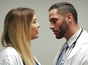 Buxom nurse Blair Williams blowjobs and fucks handsome doctor