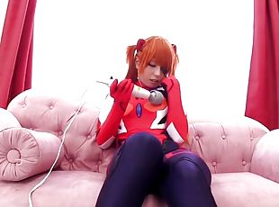 Asuka cosplay shikinami swallows cum after brain