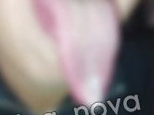 Teen super long tongue and spit