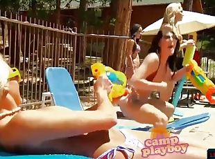 Playboy babes play in the pool and later in the shower