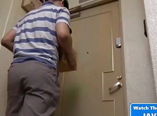 Asian milf fucks the postal boy