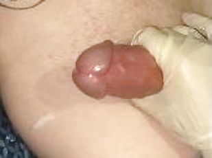 Daddy gets woken up to a handjob cum shot