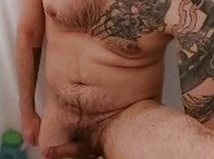 mandi, amateur, matang, homoseksual, mandi-shower, solo, realiti, tatu, mengusik