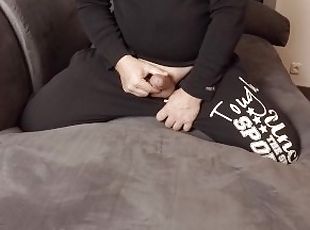 Pissed and jerked off on couch - cumshot