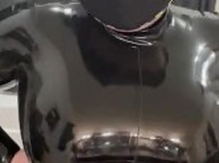 Latex boobs bouncing