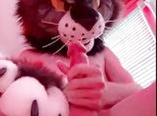 Hot furry femboy jerking off