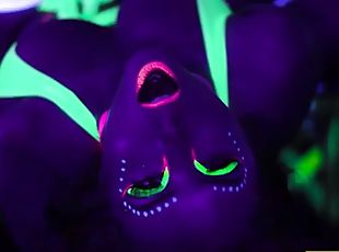 Babe stripped with blacklight and fucked