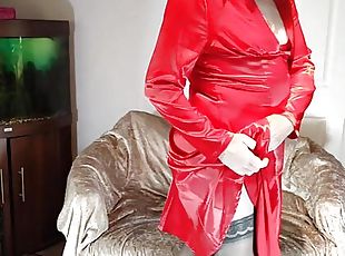 Sexy tv liquid satin super silky red dress.