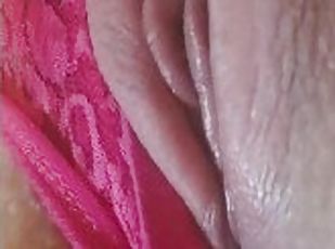 Milf teasing pussy,  extremely close up
