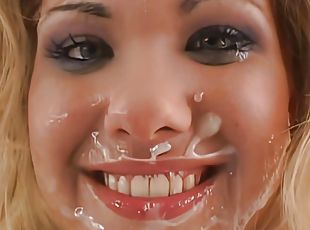 Blond model love sucking and sperm in mouth