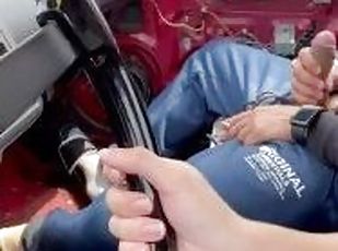 Uncut Rican Stroking Cock in the Car