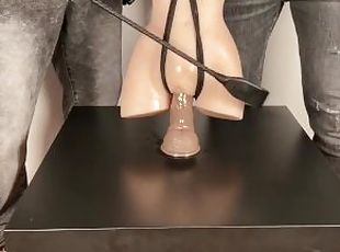 Samantha The Doll dildo fucking and riding crop whipping