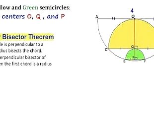 Calculate area of the Yellow and Green shaded semicircles (Pornhub)