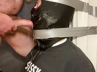 Immobilized faggot getting throat fucked by straight alpha