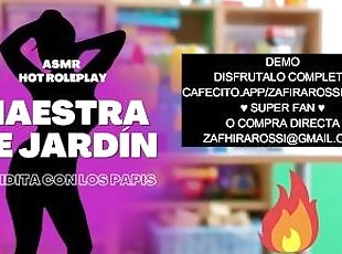 [ASMR HOT ROLEPLAY] La Maestra De Jardin No Puede Evitar Hacer Pasar Al Papi Al Salón De Juegos DEMO