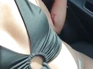 cute girl masturbates in the back seat of the uber.