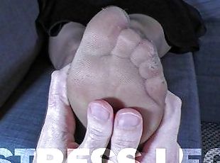 POV Gently Nylon Foot Massage Of Beautiful Mistress Legs